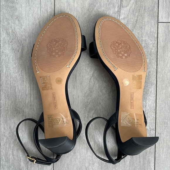 VINCE CAMUTO NWT Lylah Black Leather Ankle Strap Heel Sandal, Size 8/39 - Picture 14 of 15
